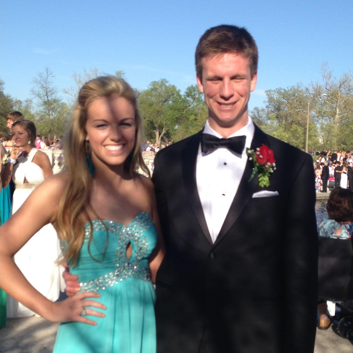 Senior year of high school before Cor Jesu's prom in 2014. My mom always took pictures of us before dances! (I can't keep my eyes open because Kelly's smile is so bright)