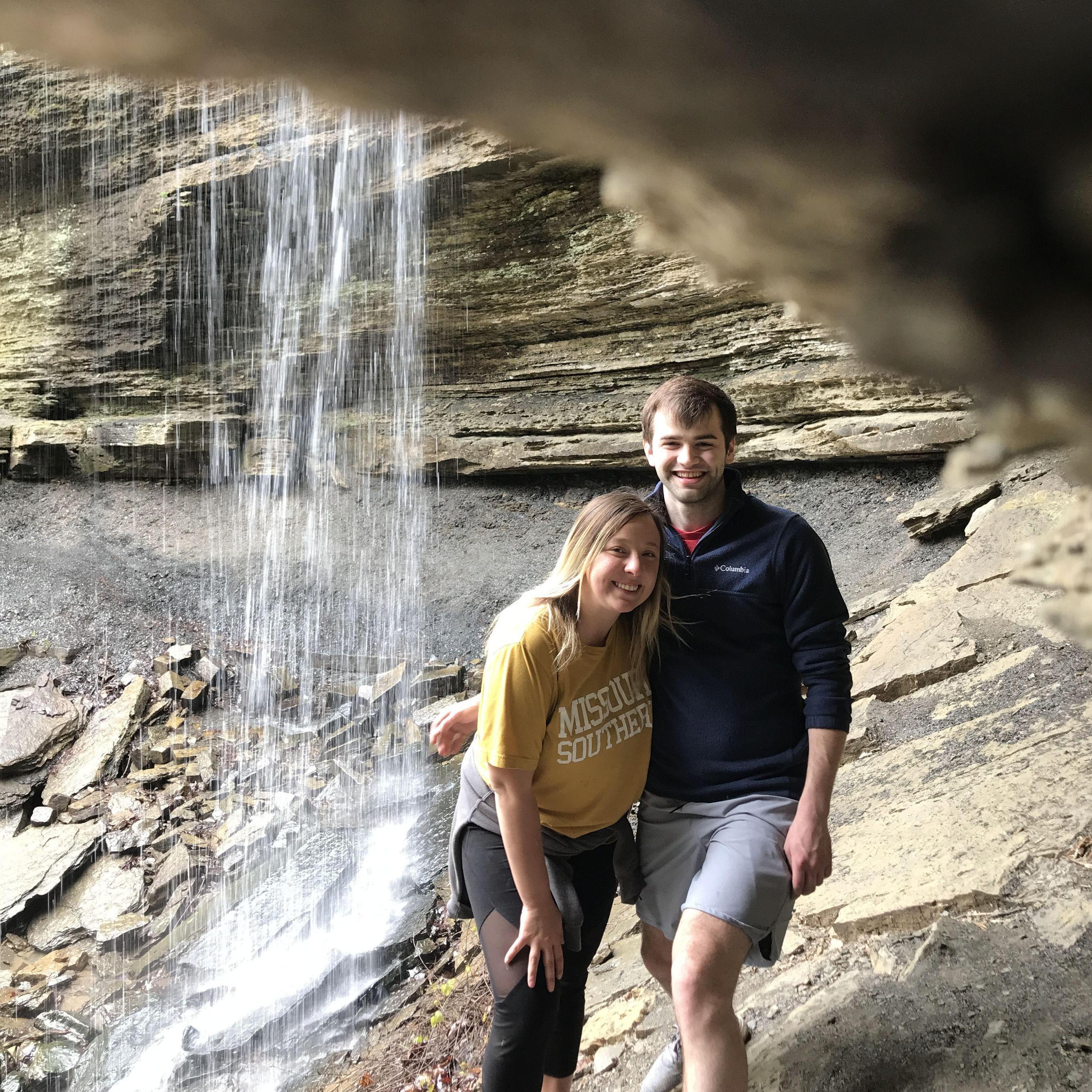 Our first picture together! Hiking at Devils Den State Park.
