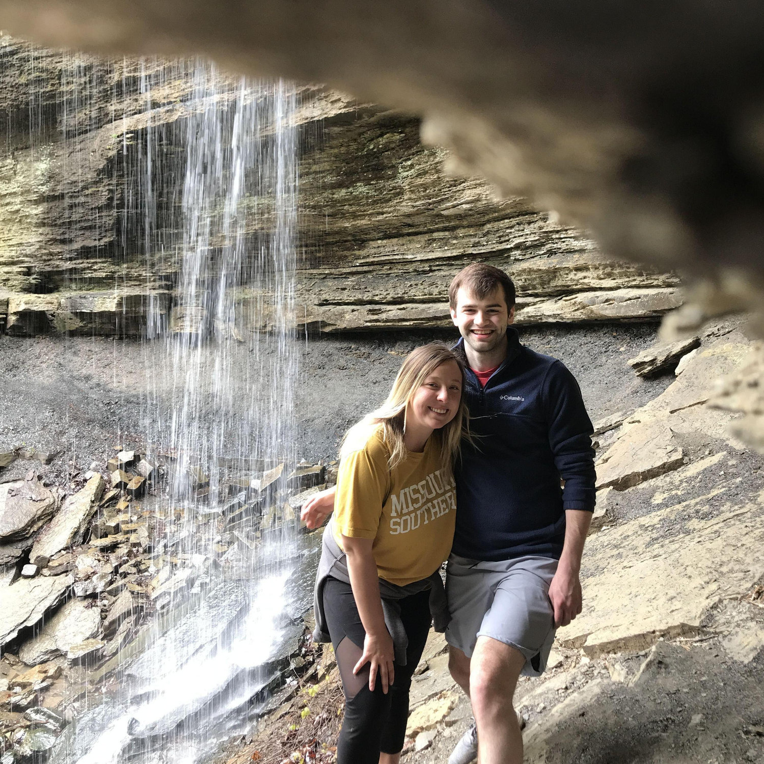 Our first picture together! Hiking at Devils Den State Park.