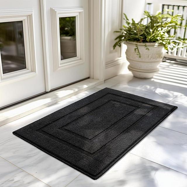 GRANNY SAYS Front Door Mat Indoor Entrance, Indoor Door Rugs for Entryway, Low-Profile, Non-Slip Outdoor Rugs, Washable Floor Mat, 32x20, Black