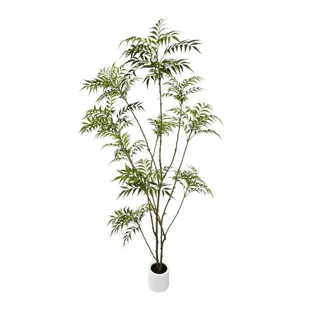 VIGGDA Artificial Mahonia fortunei Tree 82in Tall Fake Trees for Indoor, Large Mahonia fortunei Plants with White Planter for Home Decor and Housewarming Gift,