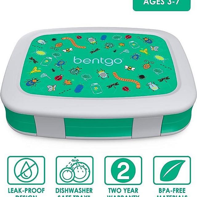 Bentgo® Kids Prints Leak-Proof, 5-Compartment Bento-Style Kids Lunch Box - Ideal Portion Sizes for Ages 3 to 7 - BPA-Free, Dishwasher Safe, Food-Safe Materials - 2023 Collection (Bug Buddies)