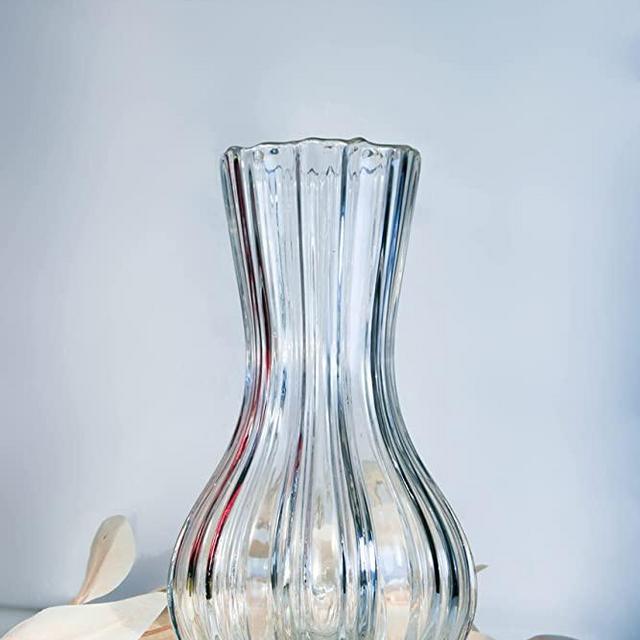UUyuality Flower Glass Vase for Home Decor,Handmade Clear Vase for Modern Farmhouse,Modern Large Flower Vases for Centerpiece,Living Room Kitchen Office Wedding 10Inch (Transparent)