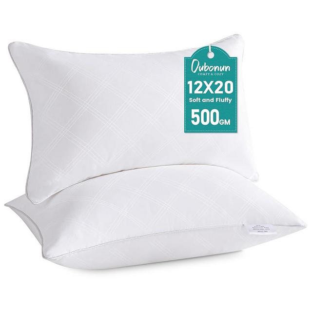 Oubonun 12 x 20 Pillow Inserts (Set of 2), Rectangle Square Interior Sofa Pillow Insert Pair, White Decorative Lumbar Pillow for Bed Couch Living Room