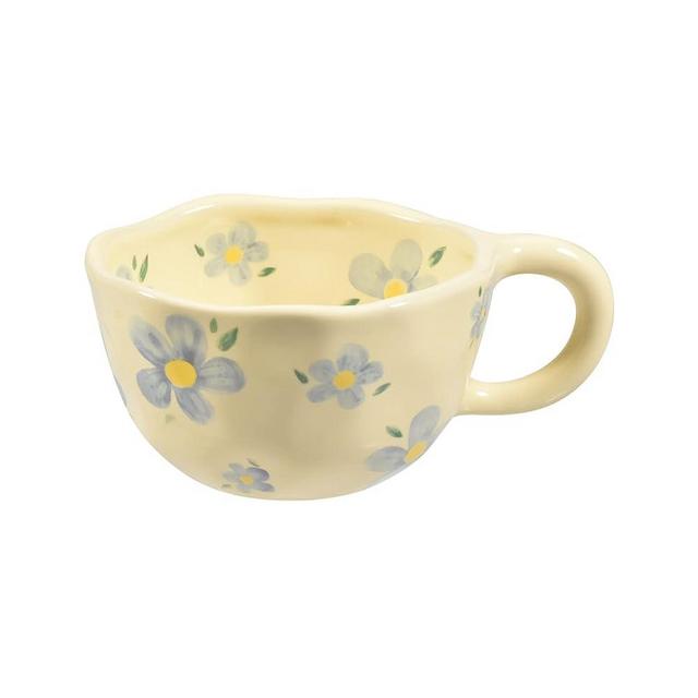 Koythin Ceramic Coffee Mug, Creative Flower Cup for Office and Home, Dishwasher and Microwave Safe, 8.5 oz/250 ml for Latte Tea Milk (Blue Flower)