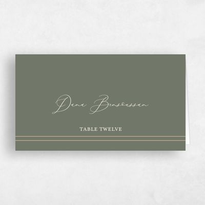 Dark Sage, Green Wedding Place Card - Evora