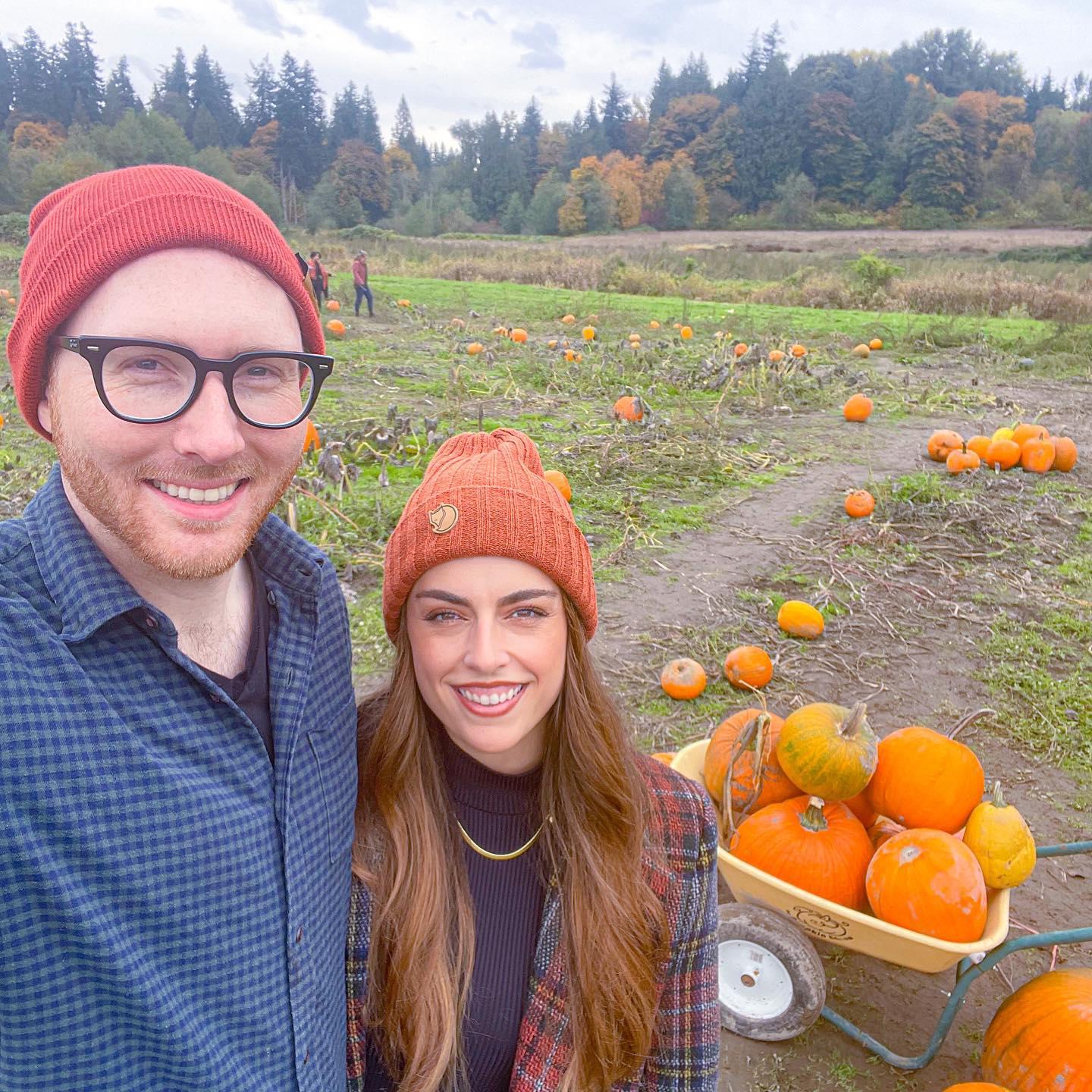 October 2021: Little did we know, we'd be saying YES at this pumpkin patch a year later!