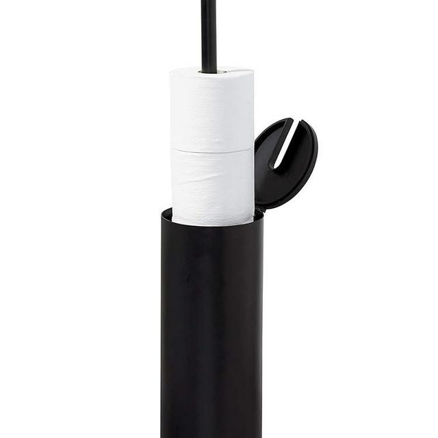 Zenna Home Easy Access Toilet Paper Holder with Lid, Rustproof, Matte Black – Toilet Paper Holder Stand, Holds 3 Rolls, Modern Toilet Paper Storage and Tissue Holder, Premium Tp Holders for Bathroom