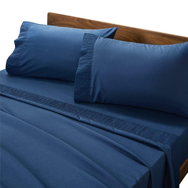Bedsure King Sheets Sets Navy - Soft 1800 Bedding Microfiber King Size Sheets, 4 Pieces Sheets King Size Bed Set
