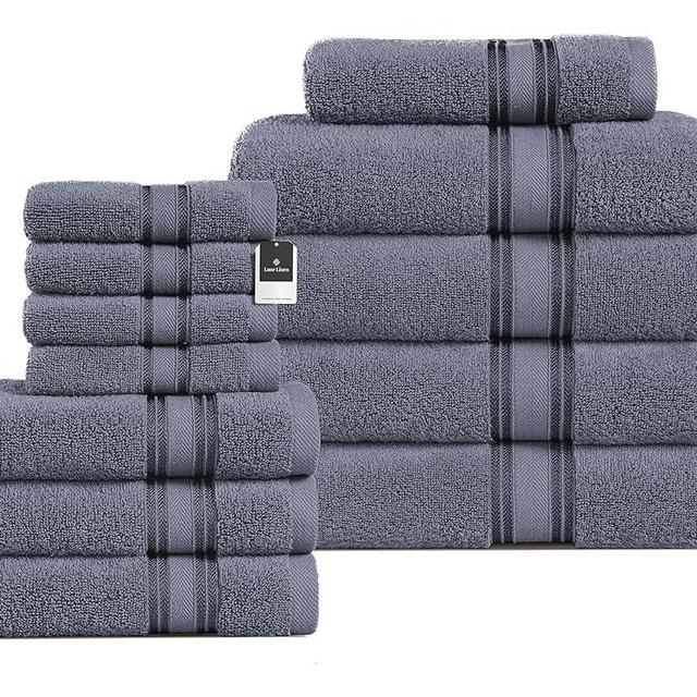 LANE LINEN Luxury Bath Towels Set - 12 Piece Set, 100% Cotton Bathroom Towels, Zero Twist, Shower Towels, Absorbent Bath Towel, Super Soft, 4 Bath Towels, 4 Hand Towels, 4 Wash Cloths - Cool Grey