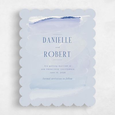 Blue Scalloped Wedding Save the Date - Balla Portrait