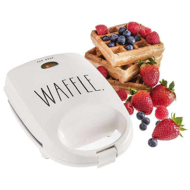 Rae Dunn Waffle Maker, Fluffy Restaurant-Style Waffles, Easy to Clean, Non-Stick Rectangular Waffle Maker with Safe Locking Handle, Portable, Lightweight Waffle Maker