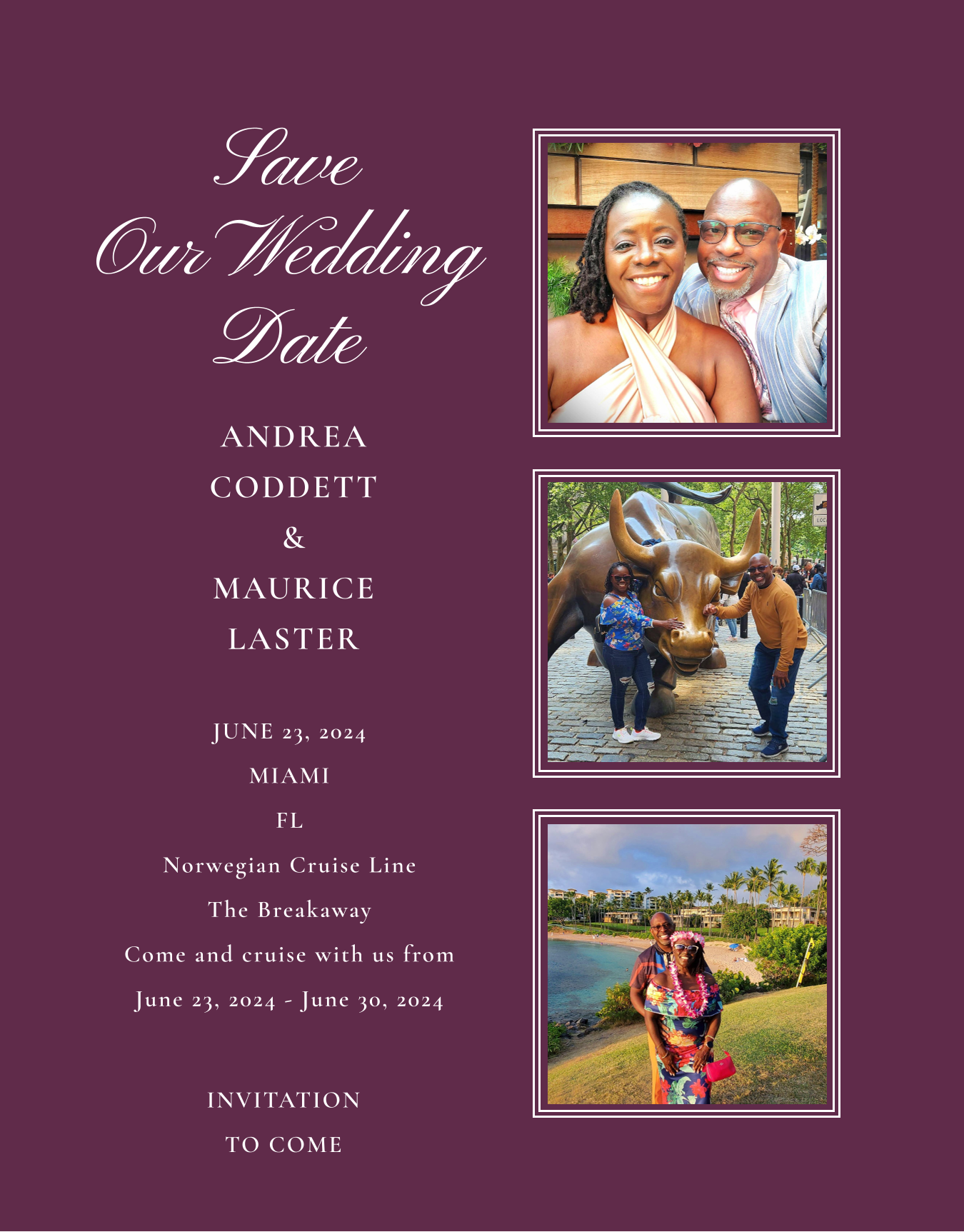 The Wedding Website of Andrea Shaun Coddett and Maurice Laster