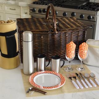 2-Person Willow Picnic Hamper with Blanket & Coffee Set