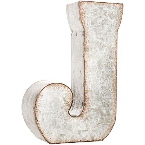 Galvanized Metal 3D Letter J