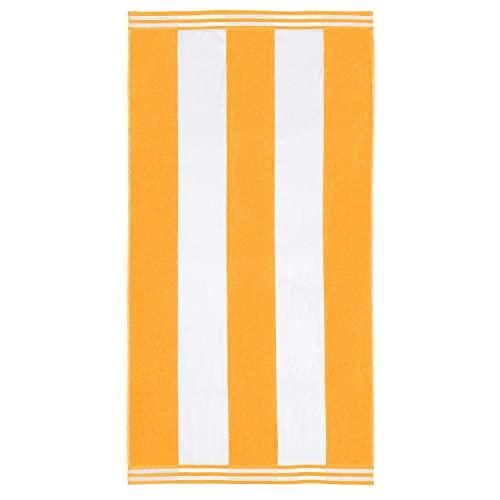 SUPERIOR 100% Cotton Luxury Beach Towels - Oversized Beach Towel, 450 GSM Swim Towel, Orange Cabana Stripes (34" x 64")