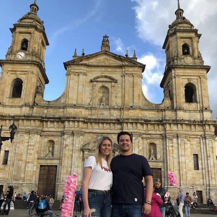 Plaza de Bolivar in Bogota! This was Ashley's first trip to visit Andrés's parents! 
Plaza de Bolivar en Bogotá. Fue el primer viaje de Ashley para visitar a los papás de Andrés.
