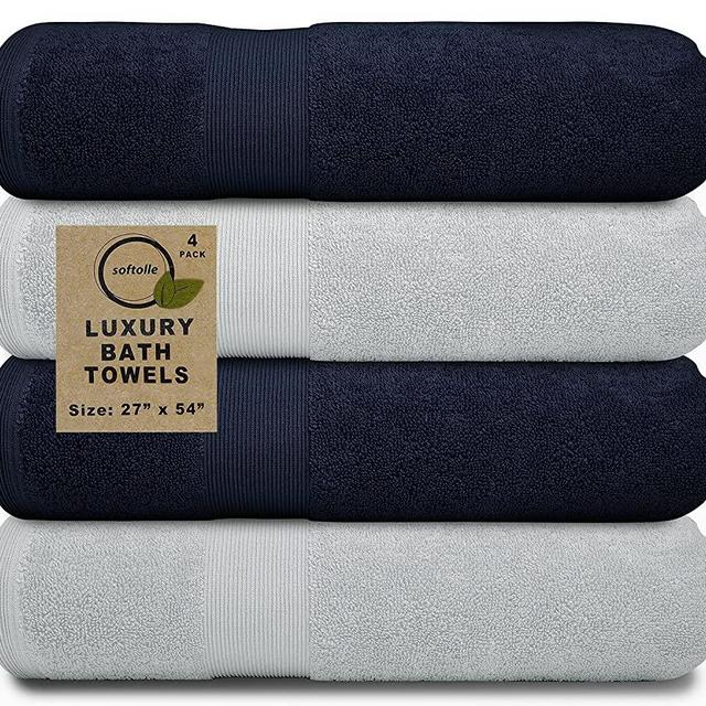 Softolle 100% Cotton Luxury Bath Towels - 600 GSM Cotton Towels for Bathroom  - Set of 4 Bath Towel - Eco-Friendly, Super Soft, Highly Absorbent Bath  Towel - Oeko-Tex Certified - 27 x 54 inches Grey