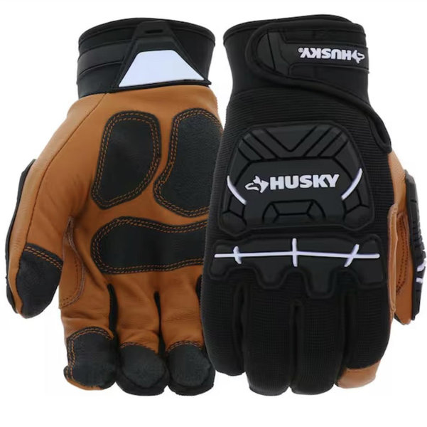 Husky Large Grain Goatskin Leather Performance Impact Work Glove with Spandex Back HK84015-LCC6