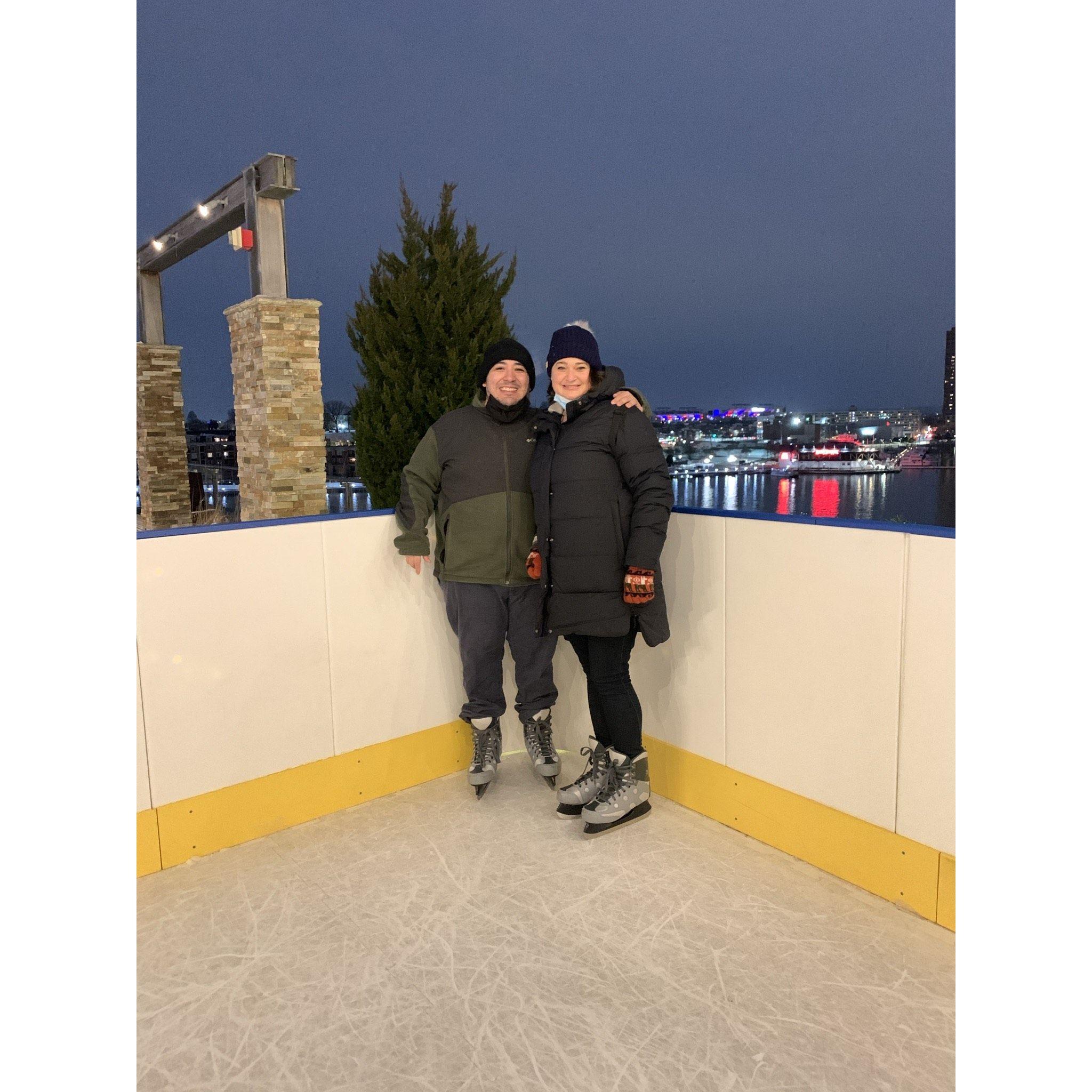 Our First Valentine's Day: Ice skating with a view of the city!