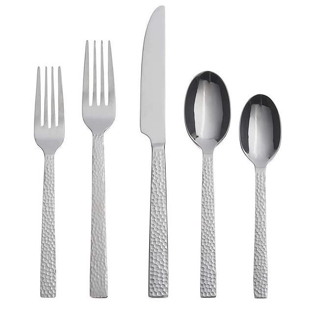 Oneida Chefs Table Hammered 45 Piece Everyday Flatware Set, Service for 8, 18/0 Stainless Steel