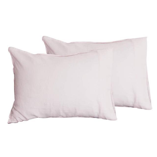 S VICTORY SYMBOL Pure Linen Pillowcases 1 Pair 100% French Natural Linen Soft Durable Basic Pillowsham Light Pink,Standard 20" x 30" (51 x 76 cm)