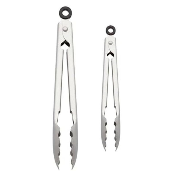 KitchenAid Set of 2 Stainless Steel Tongs with Scalloped Edges