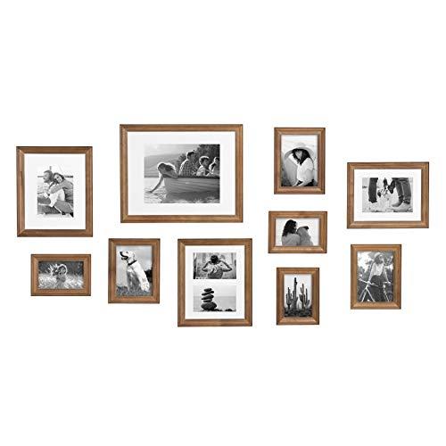 Kate and Laurel Bordeaux Gallery Wall Frame Kit, Set of 10 with Assorted Size Frames in Natural Rustic Finish