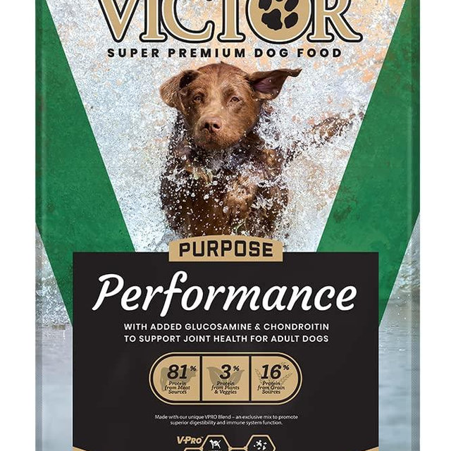 VICTOR Super Premium Dog Food – Performance Dry Dog Food from Beef, Chicken and Pork Meal – 26% Protein for Active Adult Dogs – Includes Glucosamine and Chondroitin for Hip and Joint Health, 40lbs