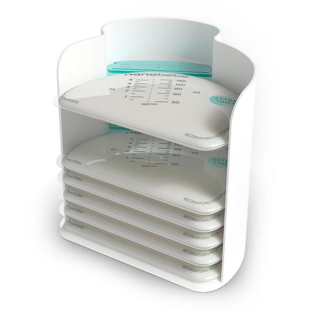 Nanobebe 25 Breast Milk Storage Bags and Organizer - White