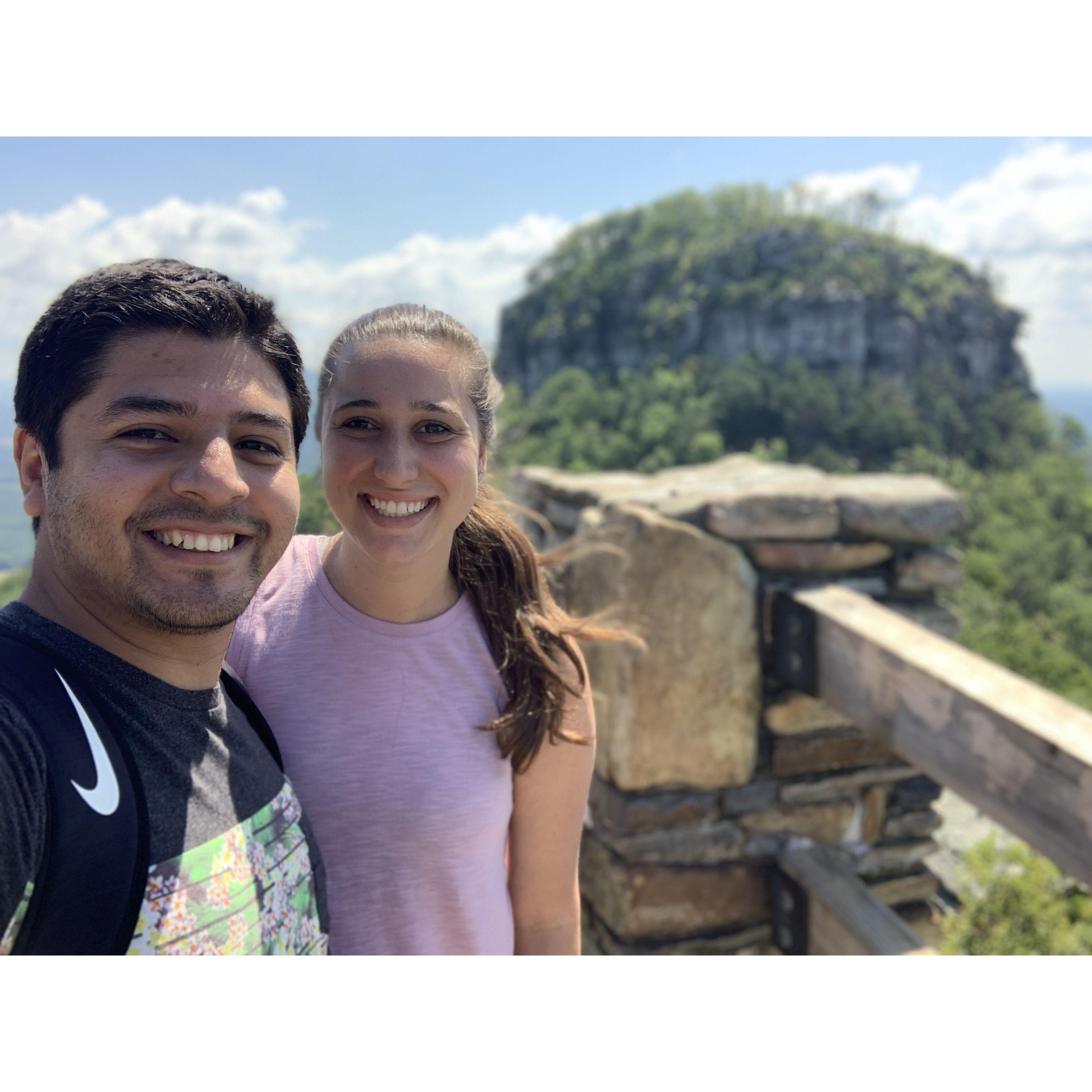 June 7, 2020 - Just like most people's 2020, we don't have many pictures of us doing things together. The one activity we enojyed often was going on long walks or hikes! This was Pilot Mountain, NC.