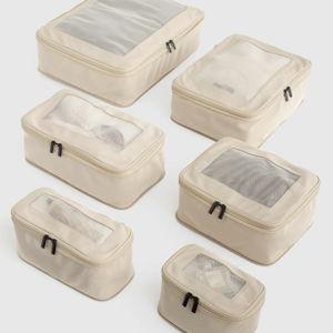 Beige Revive Nylon Compression Packing Cubes (6-pack)