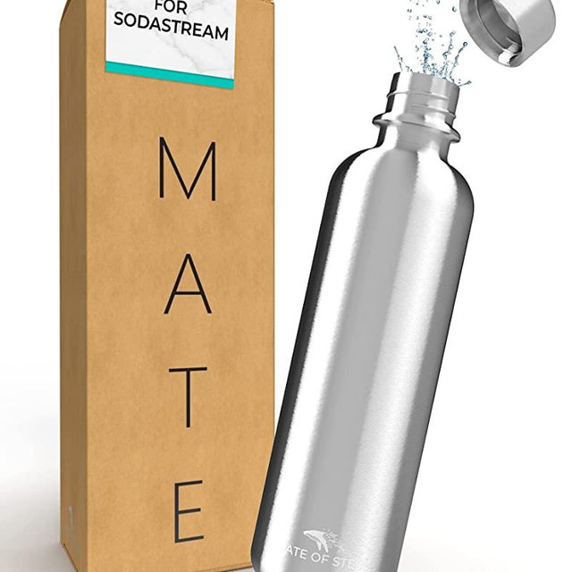 MATE OF STEEL® Compatible with SodaStream Aqua Fizz, Fizzi & Art - 25oz Bottle - Dishwasher Safe | Leak-Proof Metal Drinking Bottle | Stainless Steel Soda Bottles | Replacement Bottles