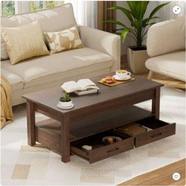 Greenstell 47.2 Inch Vintage Solid Wood Gas Pressure Lift Coffee Table with Drawers and Hidden Compartments for Storage, Espresso