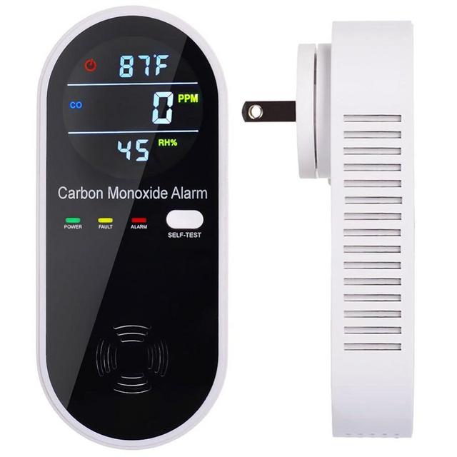 3-in-1 Carbon Monoxide Detector, Carbon Monoxide Detector Plug in Wall with Temperature & Humidity Display, CO Alarm Monitor with Color LCD Display, Accurate & Easy to Install