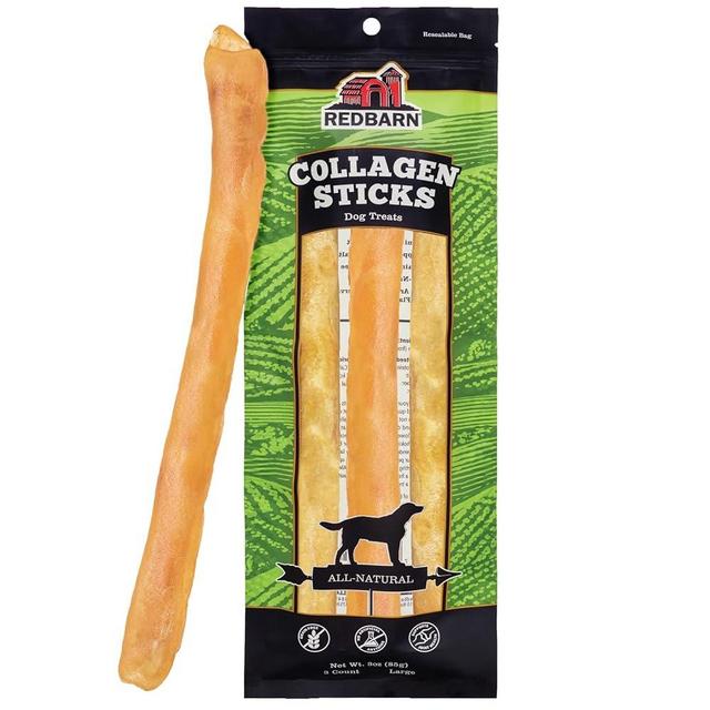 Redbarn Pet Products All-Natural Large 12" Beef Collagen Sticks for Dogs - Long Lasting Low-Odor Alternative to Traditional Rawhide & Bully Sticks - Supports Healthy Joints, Skin, & Coat - 3 Pack