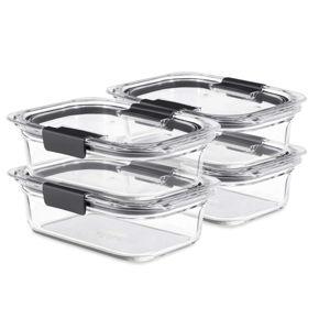 Rubbermaid Brilliance Glass Food Storage Containers, 3.2 Cup, Set of 4, BPA-Free, Leak-Proof, Clear