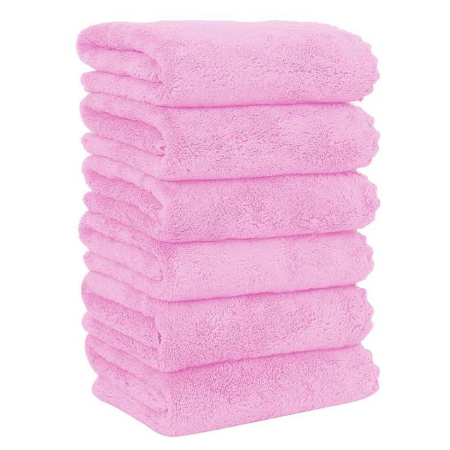 MOONQUEEN 6 Pack Premium Hand Towels - Quick Drying - Microfiber Coral Velvet Highly Absorbent Towels - Multipurpose Use as Hotel, Bathroom, Shower, Spa, Hand Towel 16 x 28 inches (Frozen Berry)