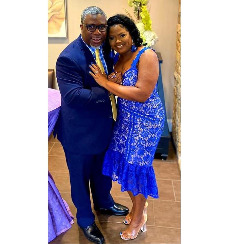 Tiffany and Russell at a wedding Spring 2021