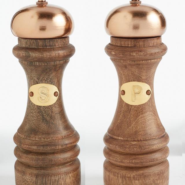 Mud Pie Copper & Wood Salt & Pepper Mill Set