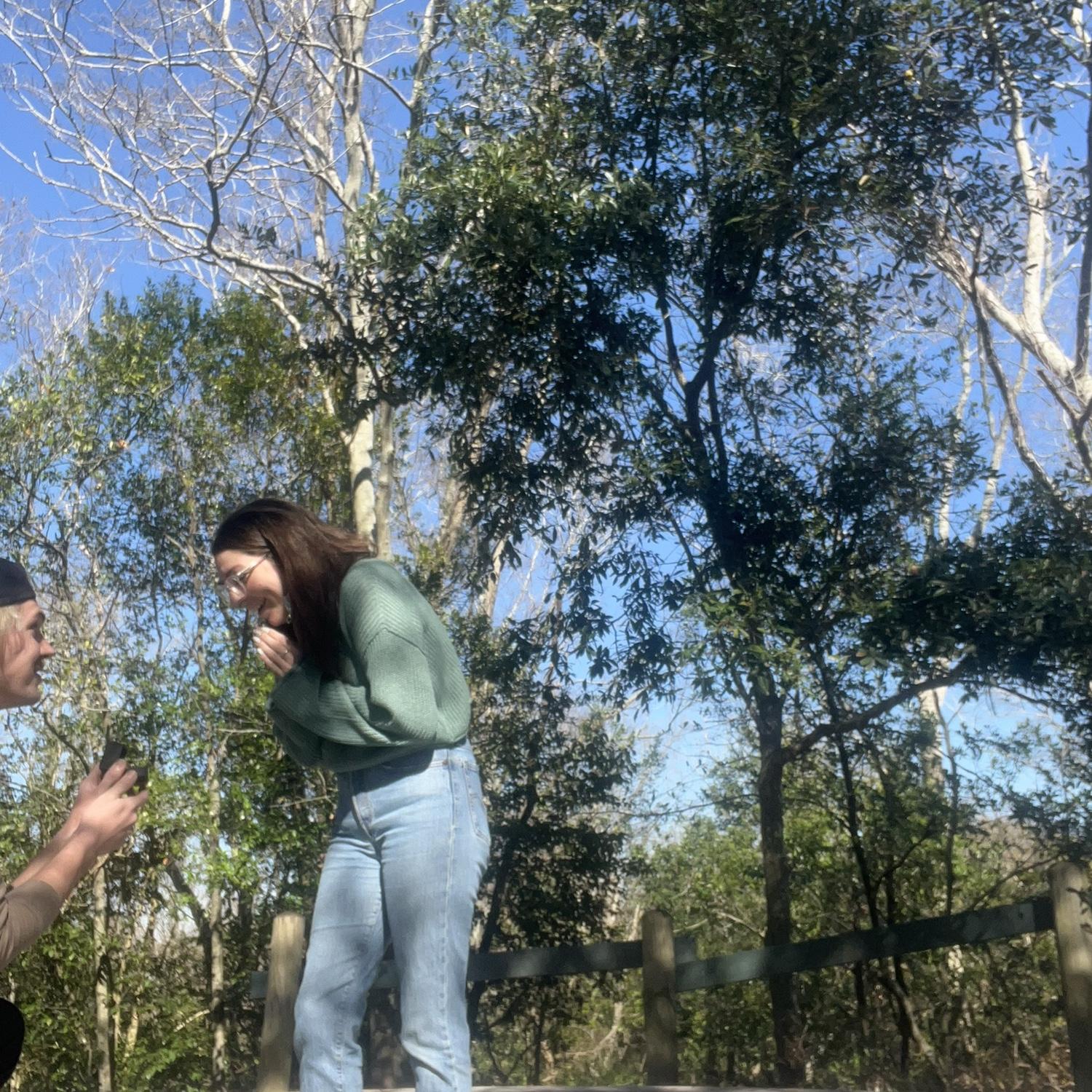 The proposal! He was so nervous he accidentally moved us out of the center of the frame