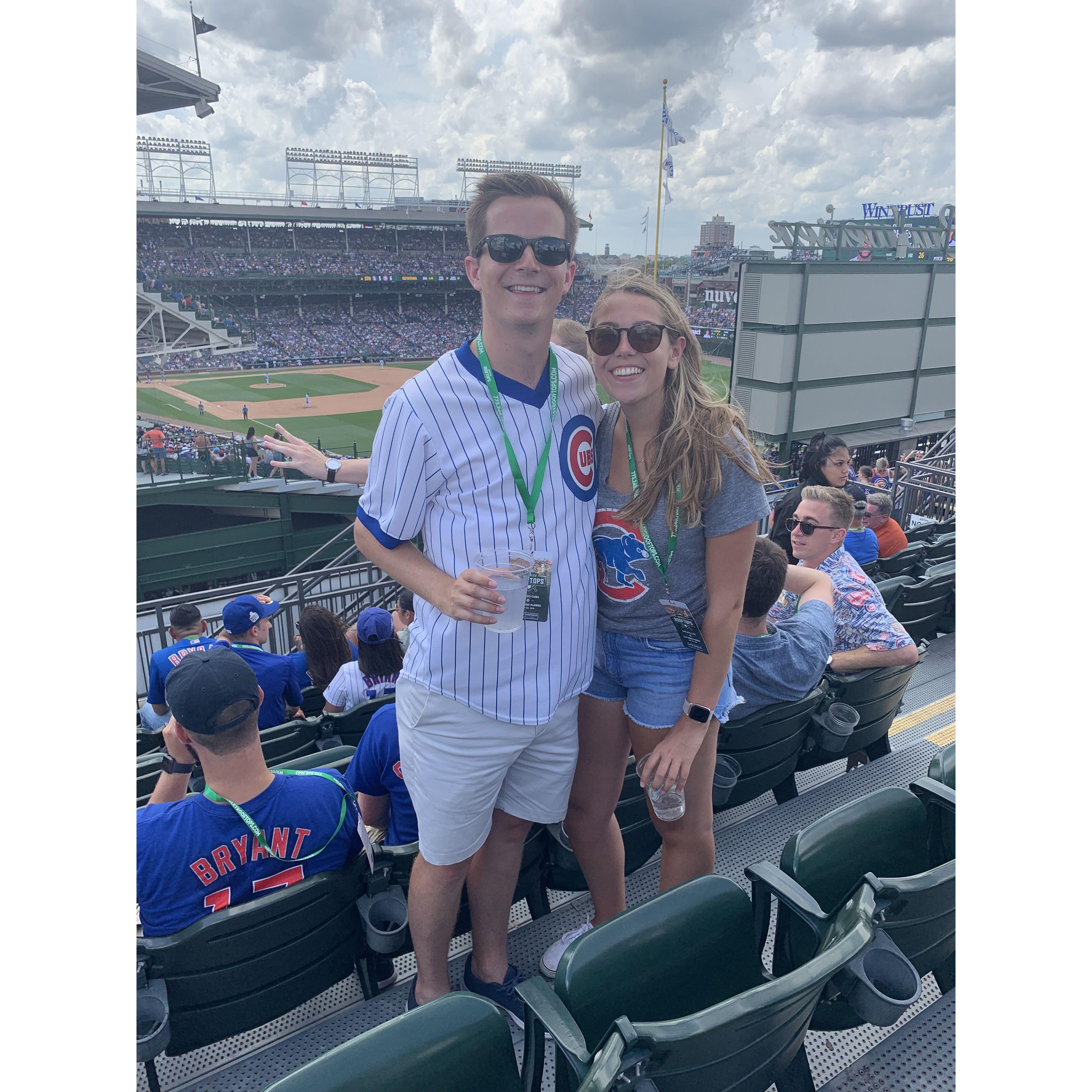 July 2019 - A rooftop Cubs game in Chicago was a fun going away party with family and friends for Luke ahead of his move to New York
