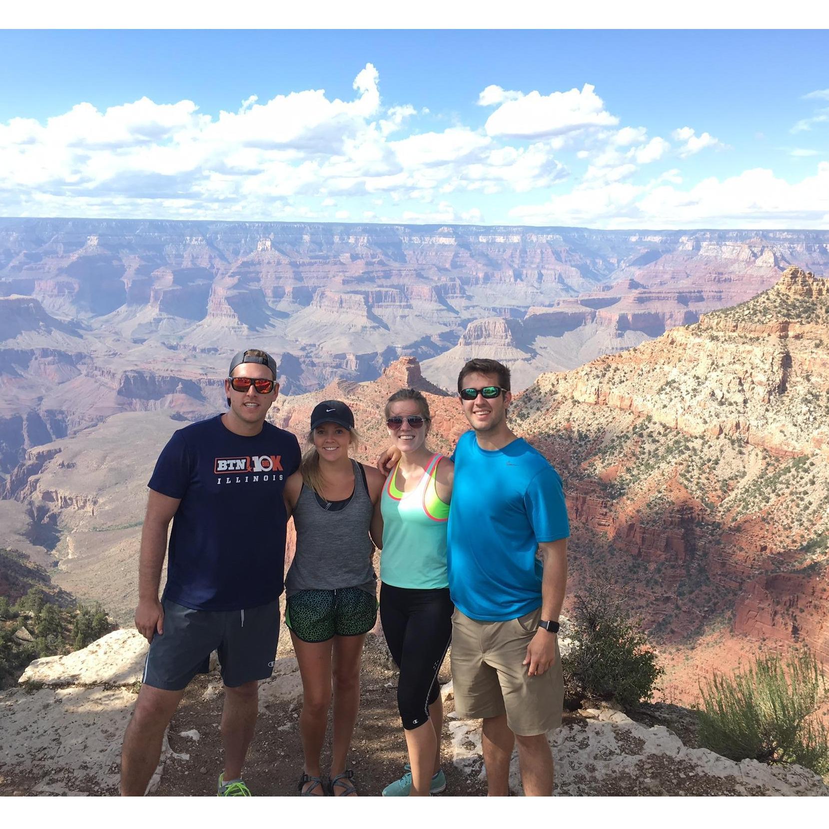 Exploring the Grand Canyon with the couples' friends Taylor and Ben