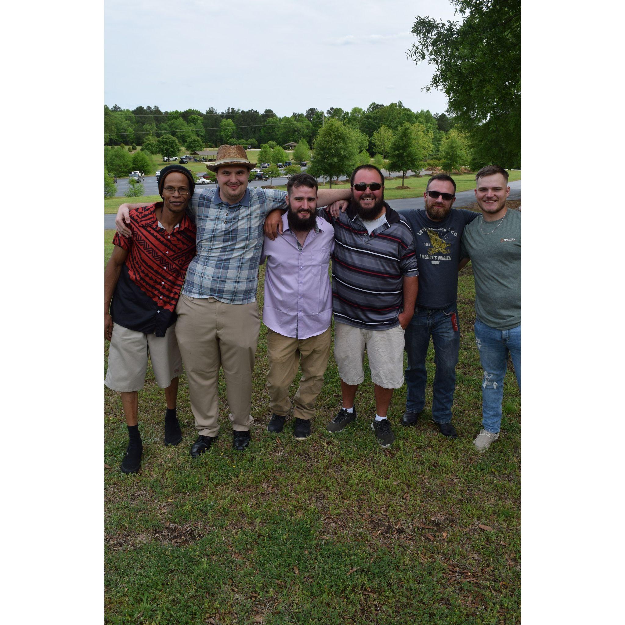 Majority of the groomsmen and groom