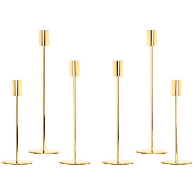 zeochyni Gold Candlestick Holders Set of 6, Decor Taper Candle Holder for Wedding, Dinning, Party,Fits 3/4 Inch Thick Candle