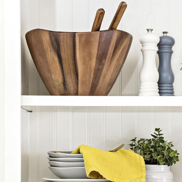 Lipper Acacia Wave Salad Serving Bowl - Thumbnail 4