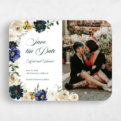 White Rounded Wedding Save the Date - Moderna Photo