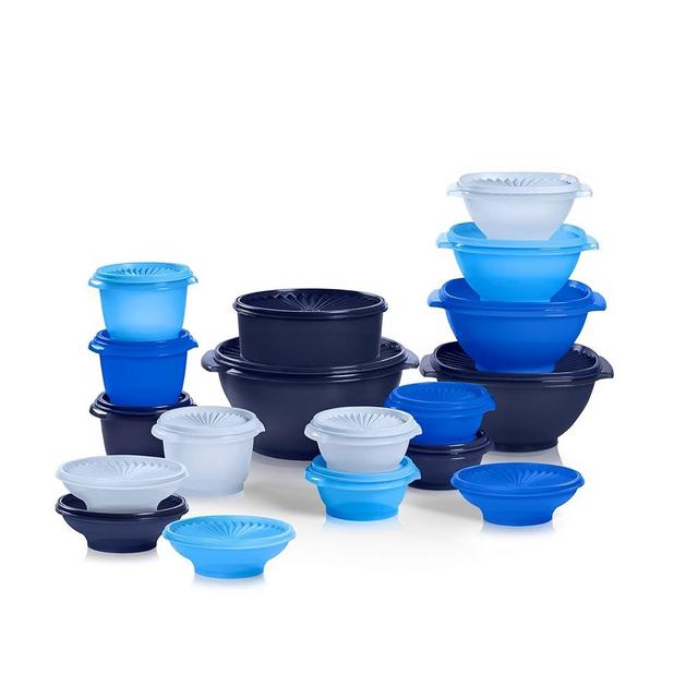 Tupperware Heritage Collection, New 36 Piece Food Storage Container Set in Vintage Blue, Dishwasher Safe and BPA Free (18 containers, 18 lids)