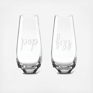 Two of a Kind Pop Fizz Champagne Flute, Set of 2