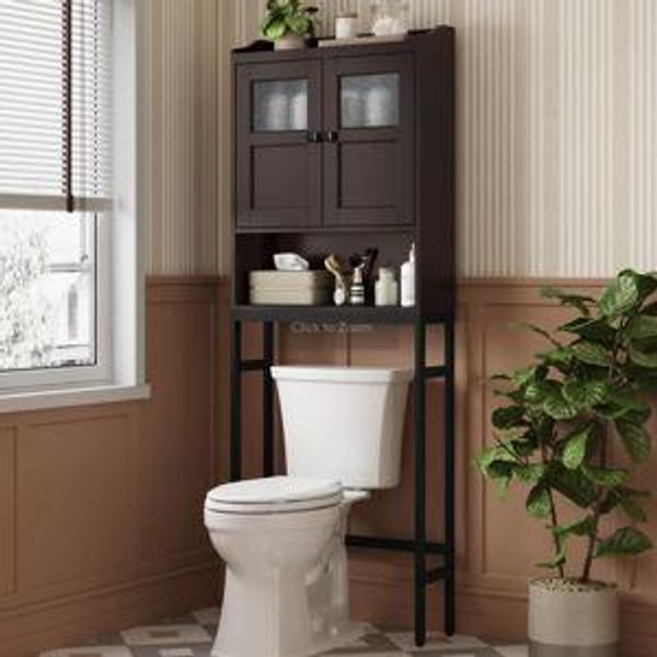 Ancilin Over-the-Toilet Storage Cabinet, Bathroom Shelf Over Toilet, Bathroom Storage Cabinet Organizer with Doors - Espresso